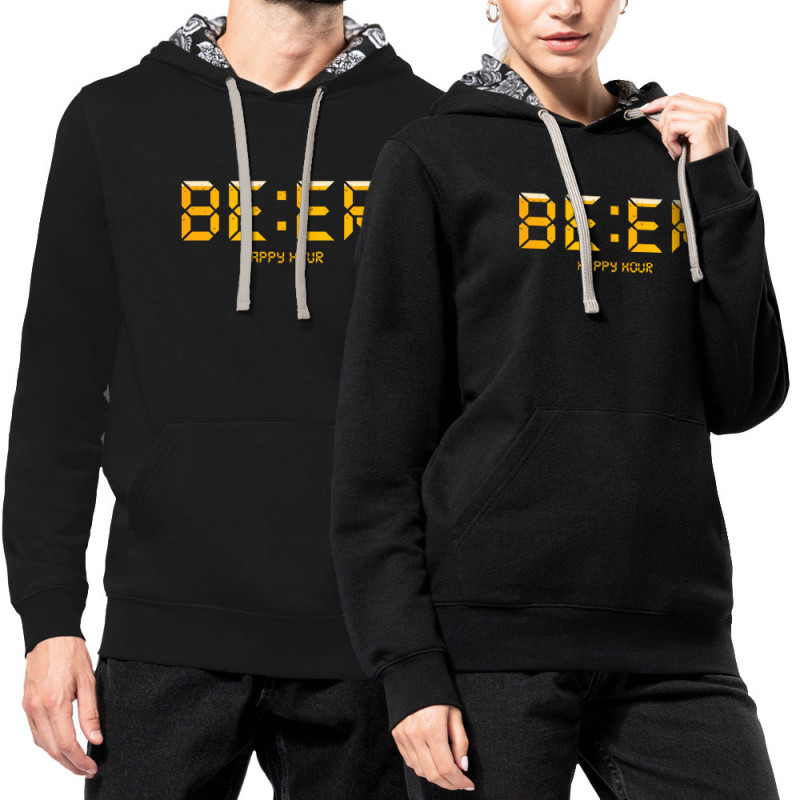 Sweat capuche à motifs unisexe noir et têtes de mort mexicaines BEER Happy Hour (Le Duc,Humour,Films/Séries)