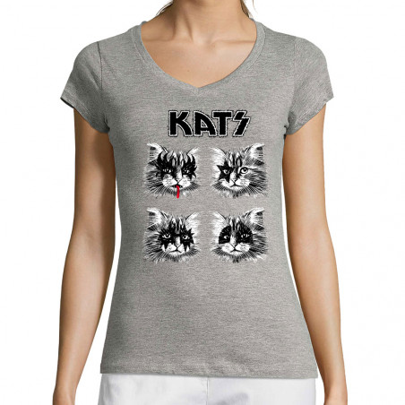 T-shirt femme col V "Kats -...
