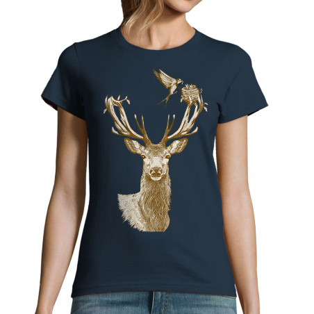 T-shirt femme "Cerf Oiseaux...