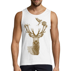 Débardeur homme blanc Cerf Oiseaux Squatters (Gondrax,Animaux)