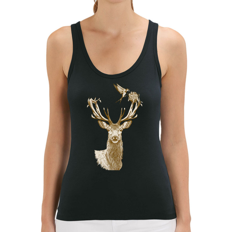 Débardeur femme coton bio noir Cerf Oiseaux Squatters (Gondrax,Animaux)