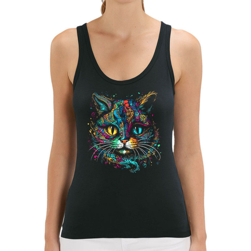 Débardeur femme coton bio noir Cheshire Cat (Animaux,Chats)