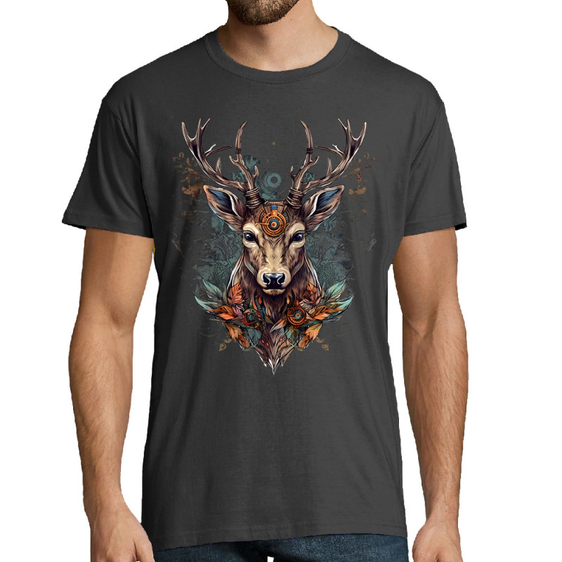 Tee-shirt homme gris souris Psyche Deer (Animaux)