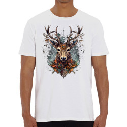 T-shirt homme coton bio blanc Psyche Deer (Animaux)