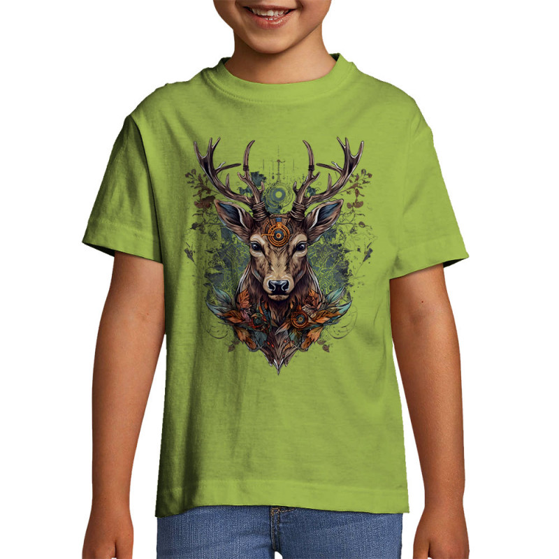 T-shirt enfant vert pomme Psyche Deer (Animaux)
