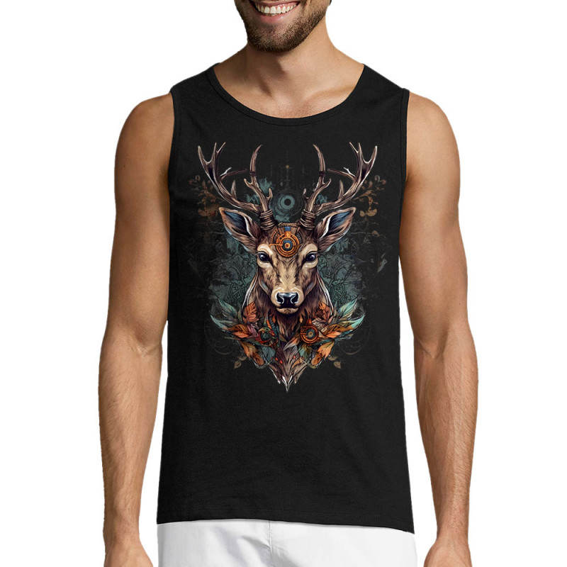 Débardeur homme noir Psyche Deer (Animaux)