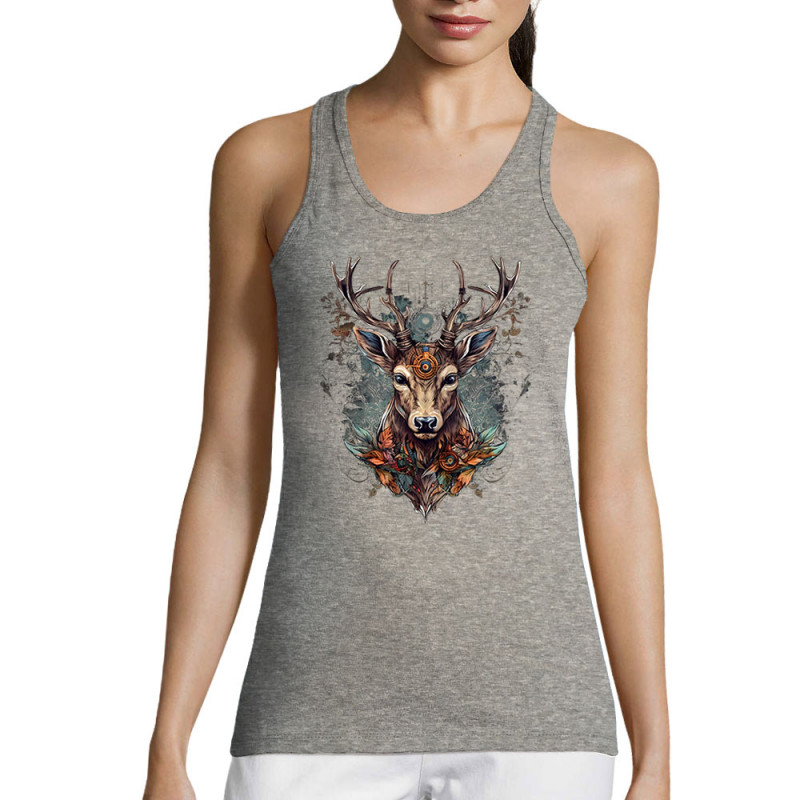 Débardeur femme gris chiné Psyche Deer (Animaux)