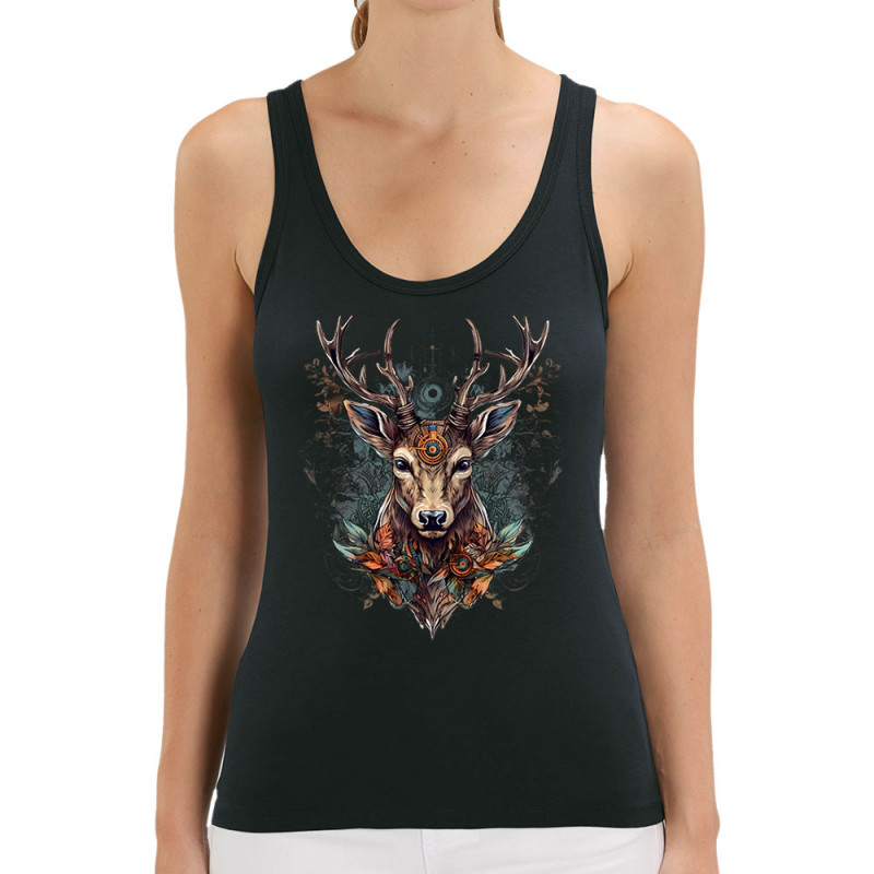 Débardeur femme coton bio noir Psyche Deer (Animaux)