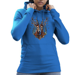Sweat femme à capuche bleu royal Psyche Deer (Animaux)