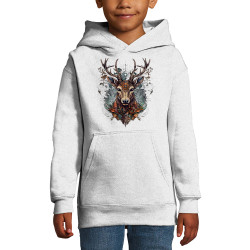 Sweat enfant à capuche blanc Psyche Deer (Animaux)