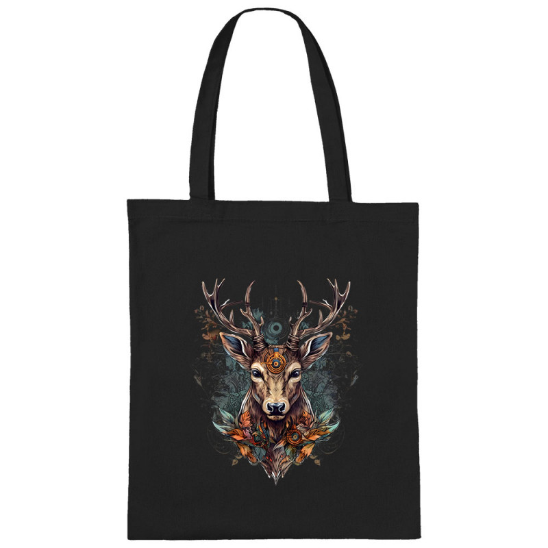 Sac shopping en toile noir Psyche Deer (Animaux)