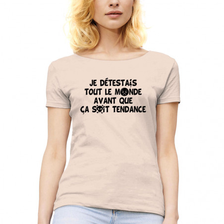 T-shirt femme col large "Je...