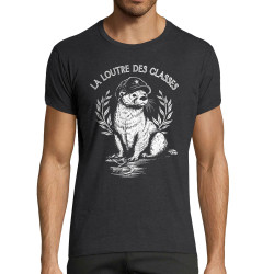 T-shirt homme fit gris anthracite chiné La loutre des classes (Gondrax,Les Bébêtes,Animaux,Humour)