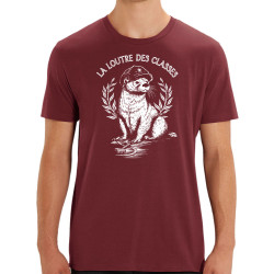 T-shirt homme coton bio bordeaux La loutre des classes (Gondrax,Les Bébêtes,Animaux,Humour)