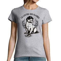 T-shirt femme gris chiné La loutre des classes (Gondrax,Les Bébêtes,Animaux,Humour)