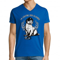 T-shirt homme col V bleu royal La loutre des classes (Gondrax,Les Bébêtes,Animaux,Humour)