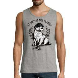 Débardeur homme gris chiné La loutre des classes (Gondrax,Les Bébêtes,Animaux,Humour)