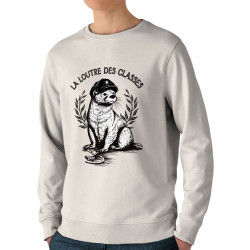 Sweat homme bio col rond naturel La loutre des classes (Gondrax,Les Bébêtes,Animaux,Humour)