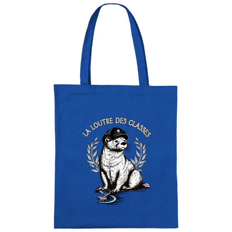 Sac shopping en toile bleu royal La loutre des classes (Gondrax,Les Bébêtes,Animaux,Humour)
