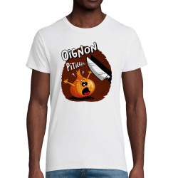 T-shirt homme coton bio blanc Oignon pitié (Gondrax,Humour,Fruits & Légumes)