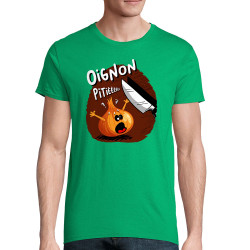T-shirt homme coton bio vert prairie Oignon pitié (Gondrax,Humour,Fruits & Légumes)