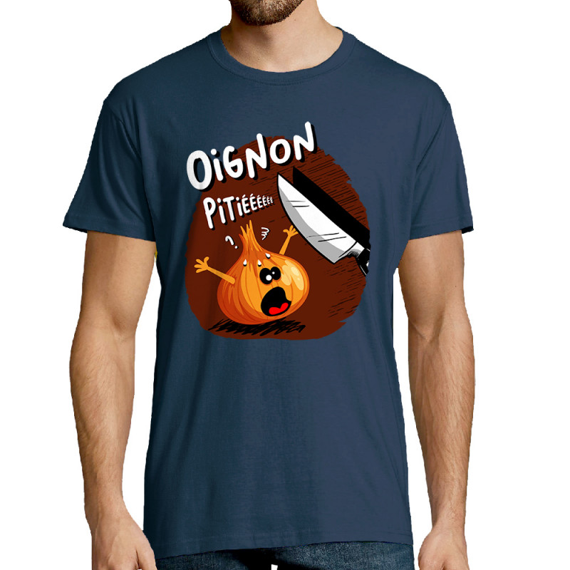 Tee-shirt homme bleu denim Oignon pitié (Gondrax,Humour,Fruits & Légumes)