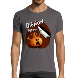 T-shirt homme fit gris foncé Oignon pitié (Gondrax,Humour,Fruits & Légumes)
