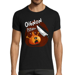 T-shirt homme fit noir Oignon pitié (Gondrax,Humour,Fruits & Légumes)