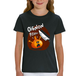 T-shirt enfant coton bio noir Oignon pitié (Gondrax,Humour,Fruits & Légumes)