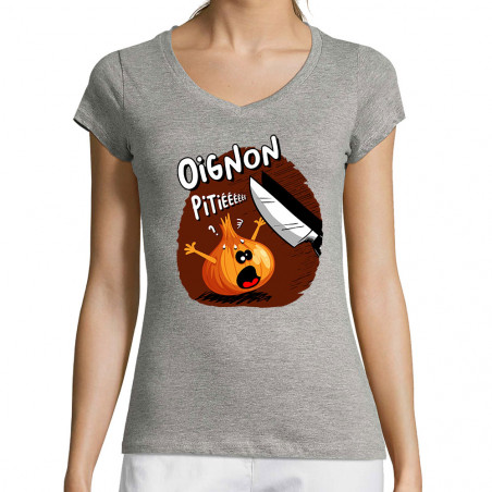 T-shirt femme col V "Oignon...