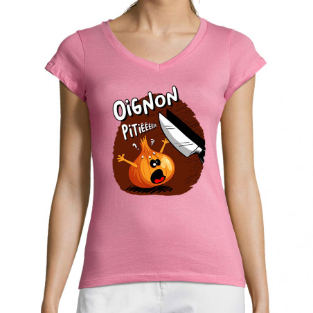 T-shirt femme col V "Oignon...