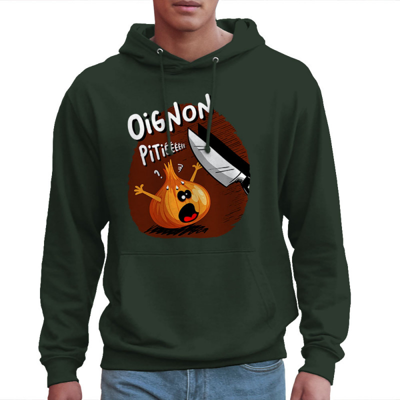 Sweat homme à capuche vert foncé Oignon pitié (Gondrax,Humour,Fruits & Légumes)