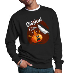 Sweat homme col rond noir Oignon pitié (Gondrax,Humour,Fruits & Légumes)