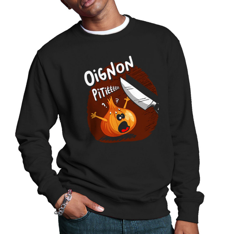 Sweat homme col rond noir Oignon pitié (Gondrax,Humour,Fruits & Légumes)