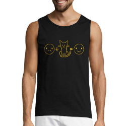 Débardeur homme noir Chat plus smiley (Gondrax,Slogans Débiles,Chats,Animaux)