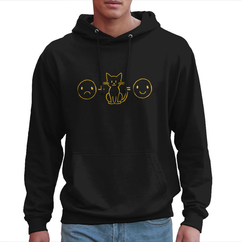 Sweat homme à capuche noir Chat plus smiley (Gondrax,Slogans Débiles,Chats,Animaux)
