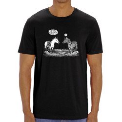 T-shirt homme coton bio noir Zèbres évolution (Gondrax,Humour,Animaux)
