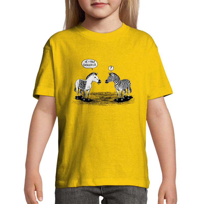 T-shirt enfant jaune Zèbres évolution (Gondrax,Humour,Animaux)