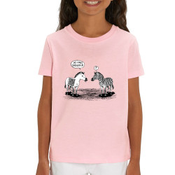 T-shirt enfant coton bio rose clair Zèbres évolution (Gondrax,Humour,Animaux)