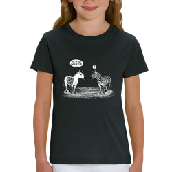 T-shirt enfant coton bio noir Zèbres évolution (Gondrax,Humour,Animaux)