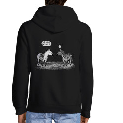 Sweat homme à capuche zippé noir Zèbres évolution (Gondrax,Humour,Animaux)
