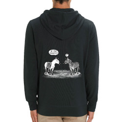 Sweat homme zippé à capuche coton bio noir Zèbres évolution (Gondrax,Humour,Animaux)