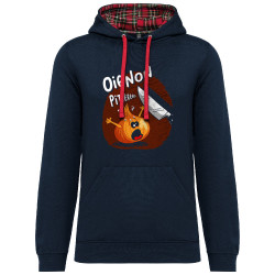 Sweat capuche à motifs unisexe bleu marine et rouge tartan Oignon pitié (Gondrax,Humour,Fruits & Légumes)