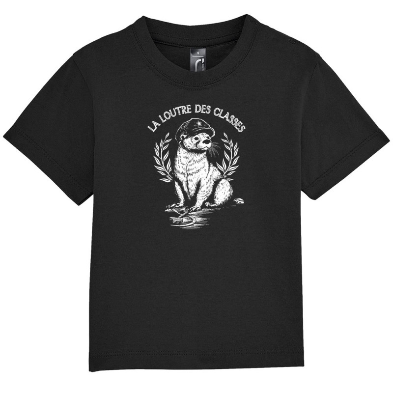 T-shirt bébé noir La loutre des classes (Gondrax,Les Bébêtes,Animaux,Humour)