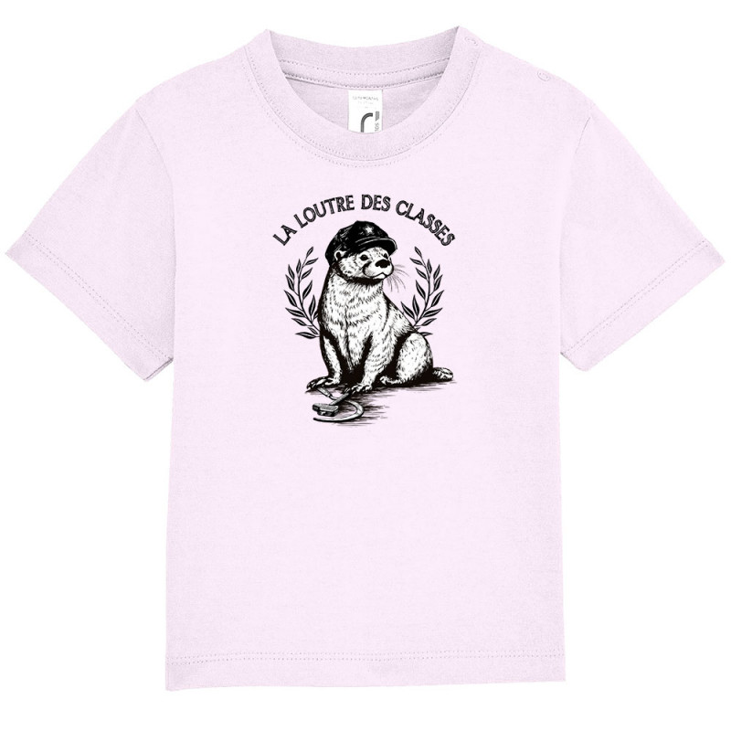 T-shirt bébé rose pale La loutre des classes (Gondrax,Les Bébêtes,Animaux,Humour)