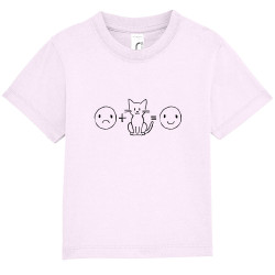 T-shirt bébé rose pale Chat plus smiley (Gondrax,Slogans Débiles,Chats,Animaux)