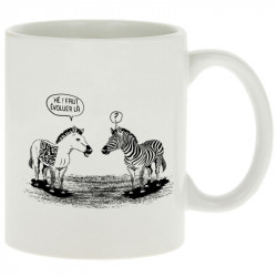 Mug blanc Zèbres évolution (Gondrax,Humour,Animaux)