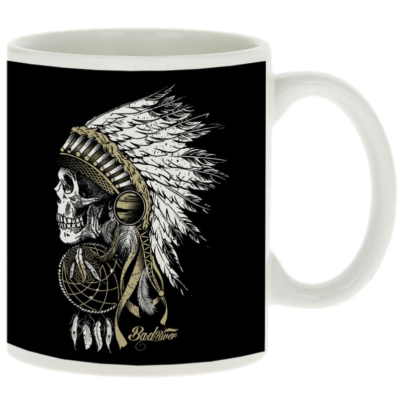 Mug blanc Bad River - Chief Skull (Simon,Bad River,Ethnique)