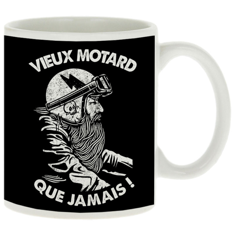 Mug blanc Vieux motard que jamais (Gondrax,Humour,Moto,Slogans Débiles)