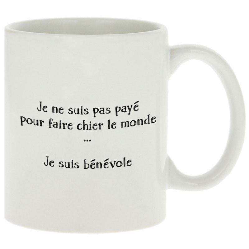 Mug blanc Bénévole (Homme) (Gondrax,Slogans Débiles,Humour)